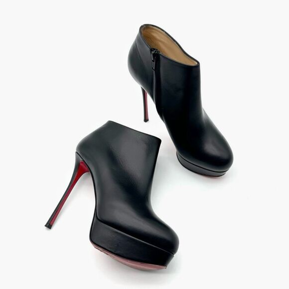 CHRISTIAN LOUBOUTIN Dirdibootie Leather Ankle Boot Size 39.5 US 9 Platform Dirdi - Picture 1 of 14